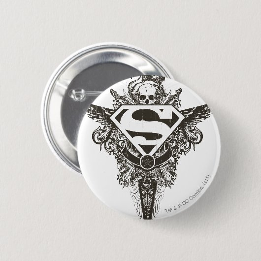Superman Stylized | Stern und Schwarzweißlogo Button (Vorne & Hinten)