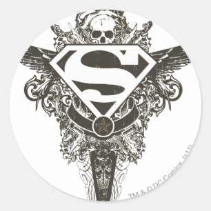 Superman Stylized Stern und Schwarzweißlogo Runder Aufkleber