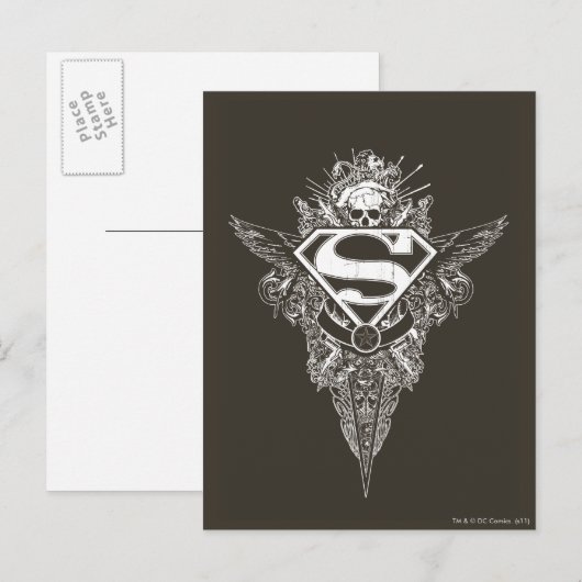 Superman Stylized | Stern- und Skull-Logo Postkarte (Vorne/Hinten)