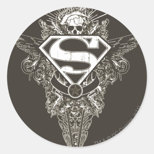 Superman Stylized | Stern- und Skull-Logo Runder Aufkleber (Vorderseite)