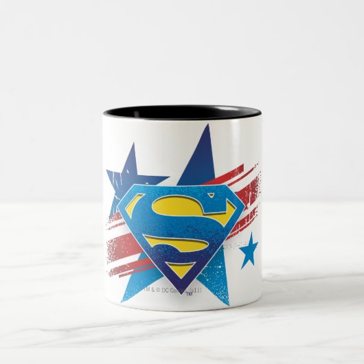 Superman Stylized | US FLAGGE Zweifarbige Tasse (Mittel)