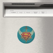Superman Stylized | Wings Aquamarin Background Log Magnet (In Situ (Geschirrspüler))