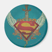 Superman Stylized | Wings Aquamarin Background Log Magnet (Vorne)