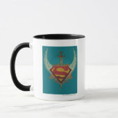 Superman Stylized | Wings Aquamarin Background Log Tasse (Links)