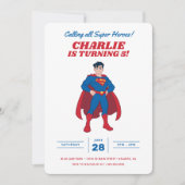 Superman Super Hero Birthday Einladung (Vorderseite)