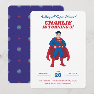 Superman Super Hero Birthday Einladung