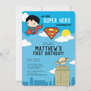 Superman Super Hero Einladung zum ersten Geburtsta