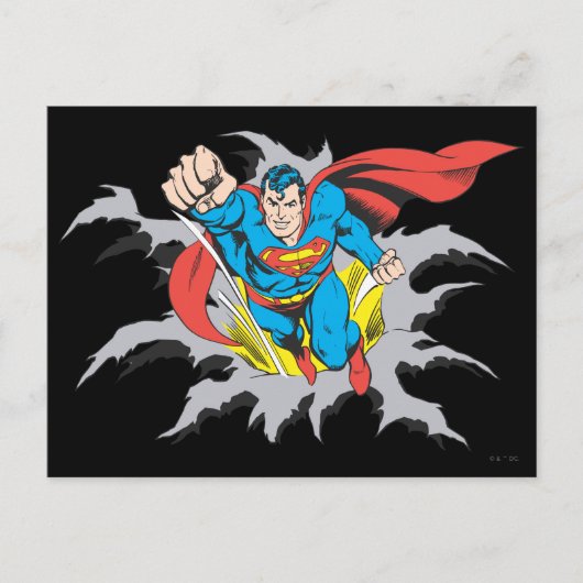 Superman Tears Thru Postkarte (Vorderseite)