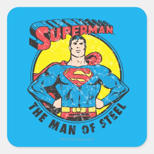 Superman The Man of Steel Quadratischer Aufkleber (Vorderseite)