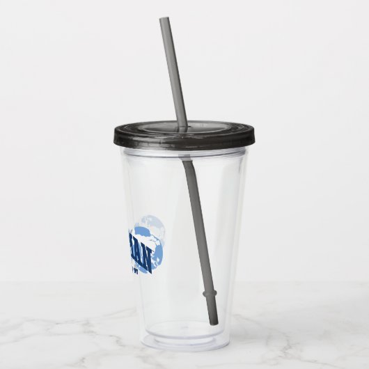 Superman über den Globus Acryltrinkbecher (Links)