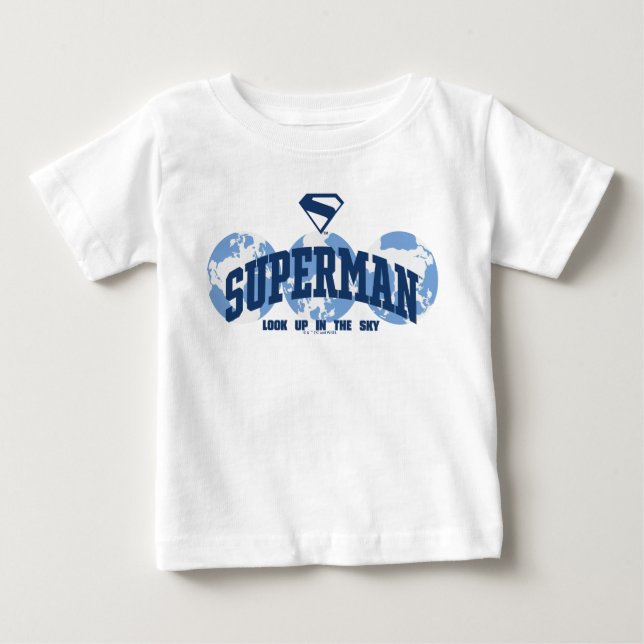 Superman über den Globus Baby T-shirt (Vorderseite)