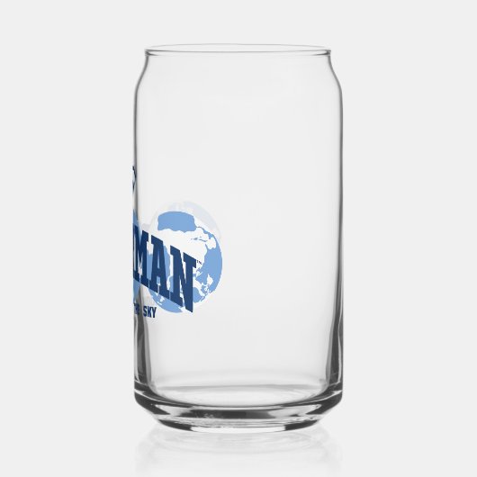 Superman über den Globus Dosenglas (Links)