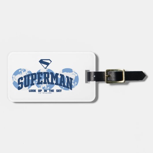 Superman über den Globus Gepäckanhänger (Vorderseite horizontal)