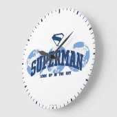 Superman über den Globus Große Wanduhr (Winkel)