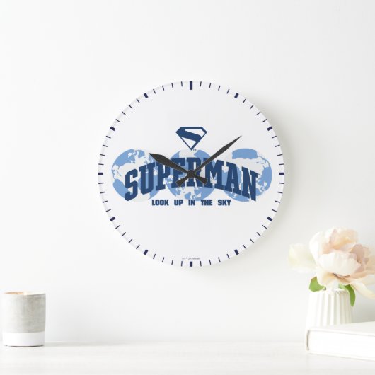 Superman über den Globus Große Wanduhr (Zuhause)