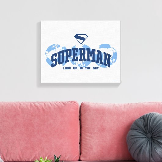 Superman über den Globus Leinwanddruck (Insitu (Wohnzimmer))