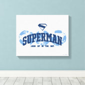 Superman über den Globus Leinwanddruck (Insitu (Holzboden))