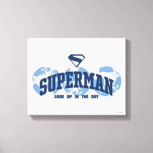 Superman über den Globus Leinwanddruck (Vorderseite)