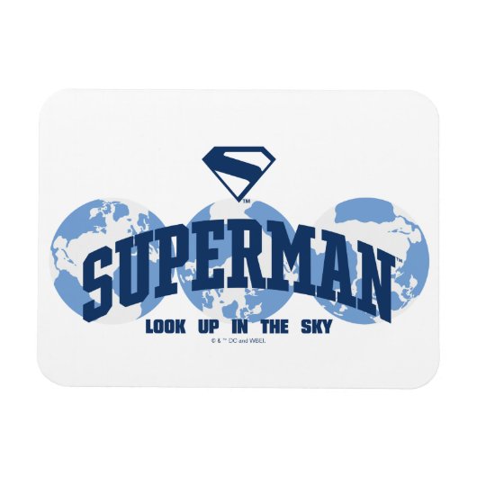 Superman über den Globus Magnet (Horizontal)
