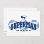 Superman über den Globus Postkarte (Vorne/Hinten)