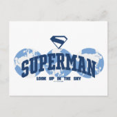 Superman über den Globus Postkarte (Vorderseite)