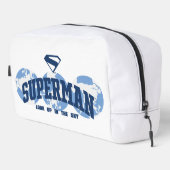 Superman über den Globus Waschbeutel (Rechte Ecke)