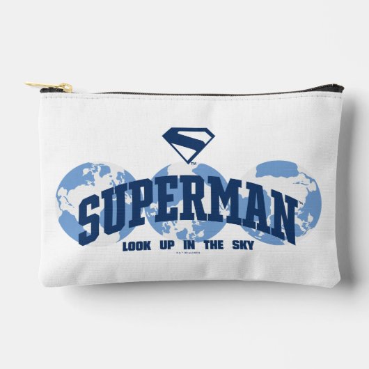 Superman über den Globus Zubehörtasche (Vorderseite)