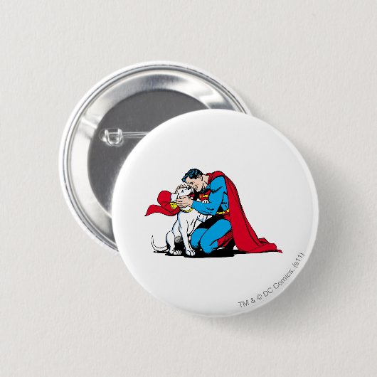 Superman und Krypto Button (Vorne & Hinten)
