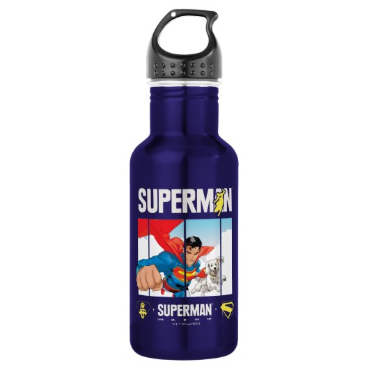 Superman und Krypto fliegen Edelstahlflasche (Vorderseite)