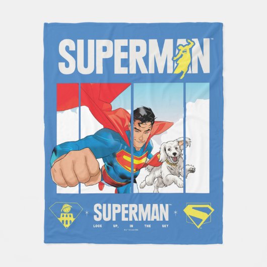 Superman und Krypto fliegen Fleecedecke (Vorderseite)