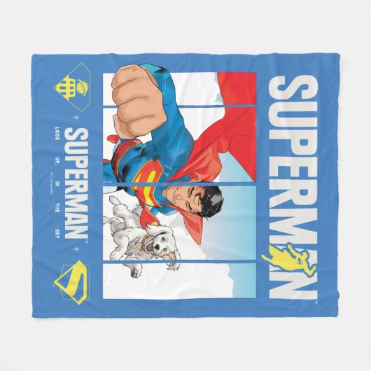 Superman und Krypto fliegen Fleecedecke (Vorderseite (Horizontal))