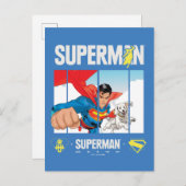 Superman und Krypto fliegen Postkarte (Vorne/Hinten)
