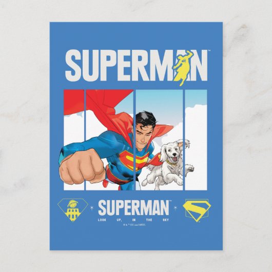 Superman und Krypto fliegen Postkarte (Vorderseite)