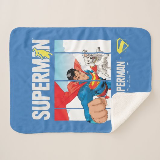 Superman und Krypto fliegen Sherpadecke (Vorderseite (Horizontal))