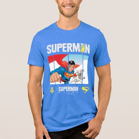 Superman und Krypto fliegen Tri-Blend Shirt (Vorderseite)