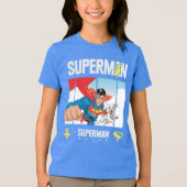 Superman und Krypto fliegen Tri-Blend Shirt (Vorderseite)
