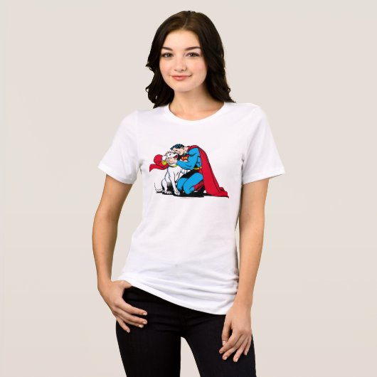 Superman und Krypto Tri-Blend Shirt (Vorderseite voll)
