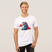 Superman und Krypto Tri-Blend Shirt (Vorderseite voll)