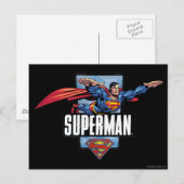 Superman und Logo Borded Postkarte (Vorne/Hinten)
