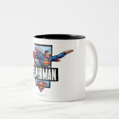 Superman und Logo Borded Zweifarbige Tasse (VorderseiteRechts)