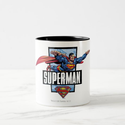 Superman und Logo Borded Zweifarbige Tasse (Mittel)