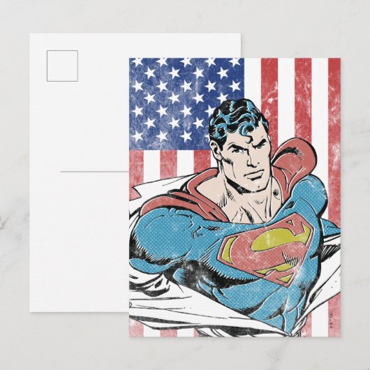 Superman & US-Flagge Postkarte (Vorne/Hinten)