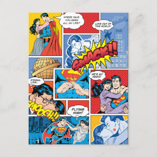 Superman Valentine's Day Comic Book Collage Feiertagspostkarte
