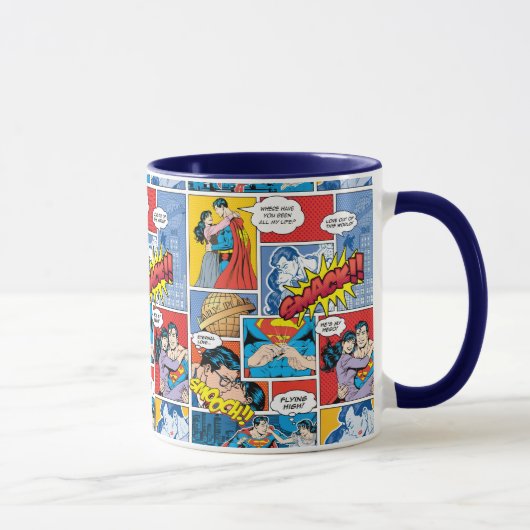 Superman-Valentinstag | Comic Book Collage Tasse (Rechts)