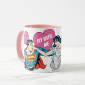 Superman-Valentinstag | Fliegen mit mir Tasse (Vorderseite Links)