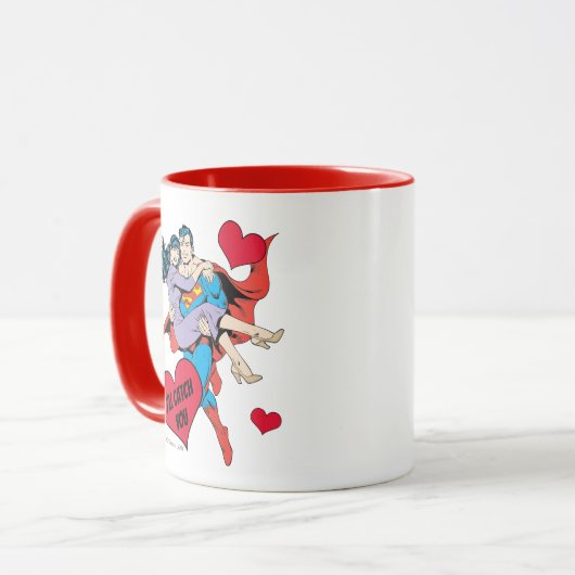 Superman-Valentinstag | Ich fange dich Tasse (Vorderseite Links)