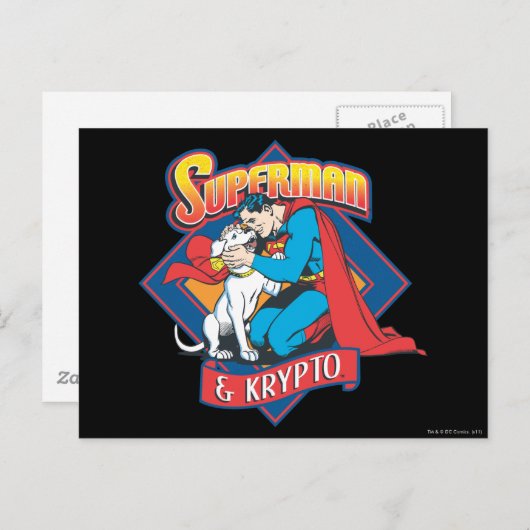 Superman with Krypto Postkarte (Vorne/Hinten)