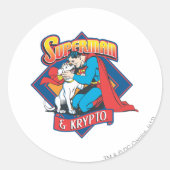 Superman with Krypto Runder Aufkleber (Vorderseite)