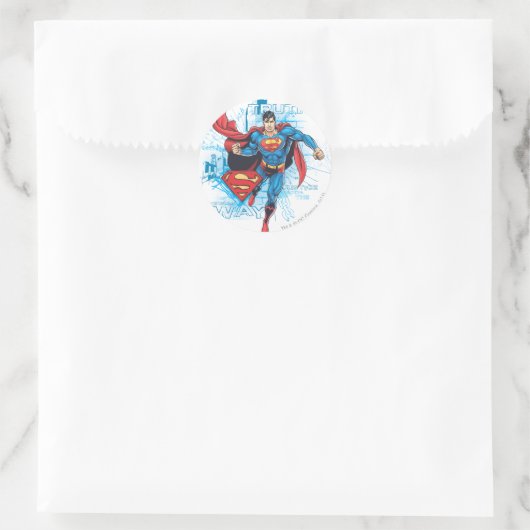 Superman with Logo Runder Aufkleber (Tasche)
