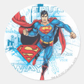 Superman with Logo Runder Aufkleber (Vorderseite)